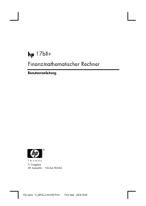 Bedienungsanleitung HP 17bII+ Rechner