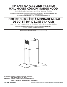 Manual Whirlpool WVW51UC6LS Cooker Hood