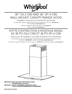 Manual Whirlpool WVW91336KS Cooker Hood