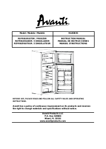 Manual de uso Avanti RA45B3S Frigorífico combinado