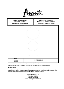 Handleiding Avanti BCT115J1B-IS Kookplaat