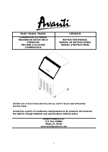 Handleiding Avanti CIM102U3S IJsblokjesmachine