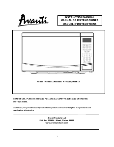 Manual Avanti MT9K1B Microwave