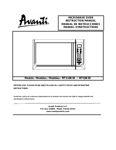 Manual Avanti MT16K3S Microwave