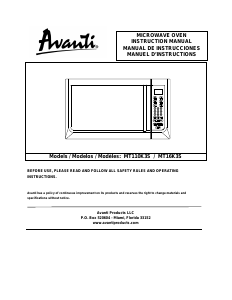Mode d’emploi Avanti MT110K3S Micro-onde
