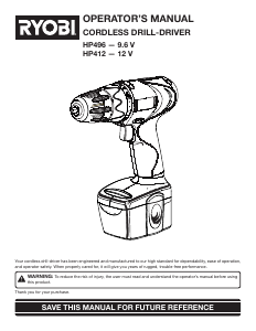 Manual Ryobi HP496 Drill-Driver