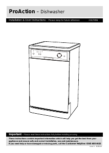 Manual ProAction PRSL96W Dishwasher