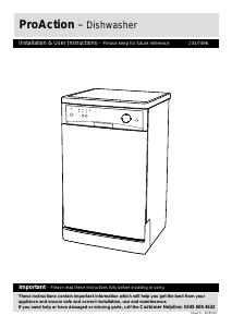Bruksanvisning ProAction PRSL96W Diskmaskin