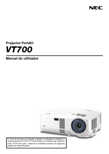 Manual NEC VT700 Projetor
