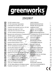 Rokasgrāmata Greenworks GD60LM46HP Zāles pļāvējs