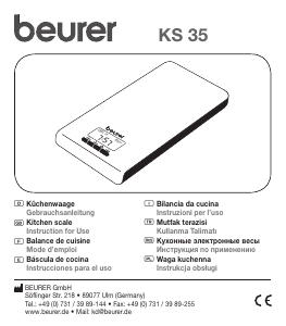 Manual de uso Beurer KS 35 Báscula de cocina