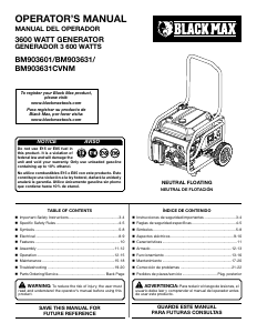 Handleiding Black Max BM903631 Generator