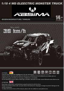 Bedienungsanleitung Absima 1/18 4 WD Electric Monster Truck Funkferngesteuerten auto