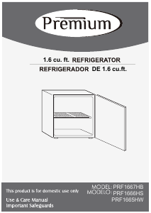 Manual de uso Premium PRF1667HB Refrigerador