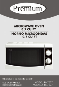 Manual de uso Premium PM7077 Microondas