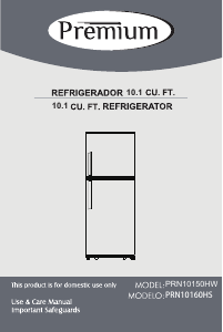 Handleiding Premium PRN10160HS Koel-vries combinatie