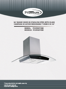 Manual de uso Premium PCH9007CBD Campana extractora