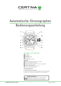 Bedienungsanleitung Certina Sport C034.427.16.087.01 DS Podium Armbanduhr