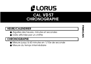 Mode d’emploi Lorus RM351GX9 Sports Montre
