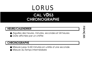 Mode d’emploi Lorus RT301GX9 Sports Montre