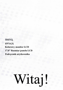 Instrukcja BenQ FP71G X Monitor LCD