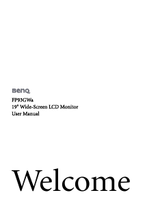 Manual BenQ FP93GWA LCD Monitor