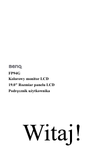 Instrukcja BenQ FP94G Monitor LCD
