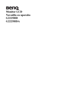 Priročnik BenQ G2225HD LCD-zaslon