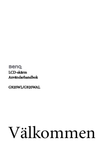 Bruksanvisning BenQ G920WL LCD skärm