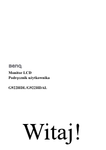 Instrukcja BenQ G922HDL Monitor LCD