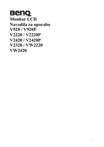 Priročnik BenQ VW2220 LCD-zaslon