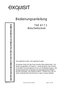 Bedienungsanleitung Exquisit TAE 67-7.1 Trockner