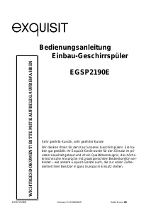 Bedienungsanleitung Exquisit EGSP2190E Geschirrspüler