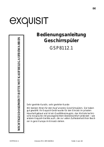 Bedienungsanleitung Exquisit GSP8112.1 Geschirrspüler
