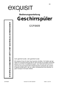 Bedienungsanleitung Exquisit GSP8409 Geschirrspüler