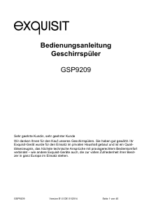 Bedienungsanleitung Exquisit GSP9209 Geschirrspüler
