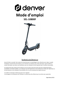 Mode d’emploi Denver SEL-10800F Trottinette électrique