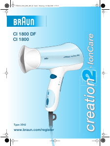 Руководство Braun CI 1800 Creation 2 Фен
