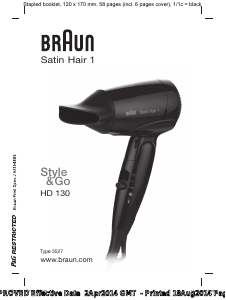 Manual Braun HD 130 Satin Hair 1 Uscător de păr