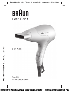 Mode d’emploi Braun HD 180 Satin Hair 1 Sèche-cheveux