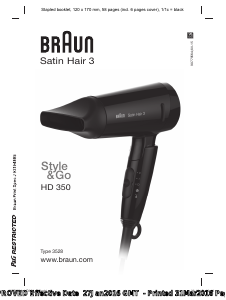 Manuál Braun HD 350 Satin Hair 3 Vlasový vysoušeč
