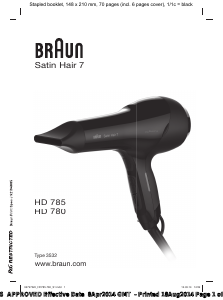 Bruksanvisning Braun HF 780 Satin Hair 7 Hårtork