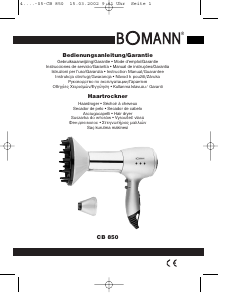 Manual de uso Bomann CB 850 Secador de pelo
