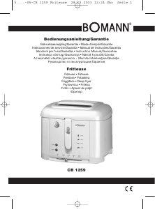 Használati útmutató Bomann CB 1259 Olajsütő
