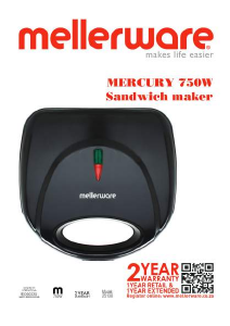 Manual Mellerware 25100 Mercury Grelhador de contacto