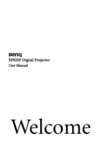 Manual BenQ SP920P Projector