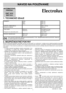 Návod Electrolux EWT1010 Práčka