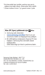 Kullanım kılavuzu Samsung GT-P7500 Galaxy Tab 10.1 Tablet
