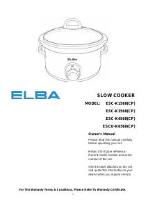 Manual Elba ESC-K4568(CP) Slow Cooker
