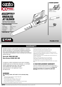 Manual Ozito PXJBS-0182 Leaf Blower